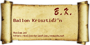 Ballon Krisztián névjegykártya
