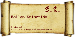 Ballon Krisztián névjegykártya